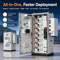 Sistema de Baterías e Inversor Solar Todo en Uno de 50kW 100kW 150kW 112kWh 224kWh 336kWh, Gabinete Exterior para Sistema de Almacenamiento de Energía para Comercios e Industrias