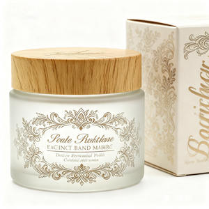 <span class=keywords><strong>Protection</strong></span> de l'environnement, crème pour le visage sans soufre 50g, pot en bambou pour gommage du visage, pot en verre pour cosmétiques de soin de la peau - Product Image 1