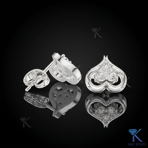 Lab Grown Diamond Open Heart <b>Stud</b> Earrings 3 Stone Cluster 18K Solid Gold Fine Women Jewelry Wedding Bridal Anniversary Gift - Product Image 2