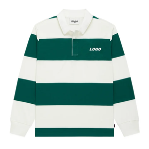 Tonton Top Knoop Up Retro Zwaargewicht Katoenen Borduurwerk Fabrikant 100% Katoen Oversized Rugby Gestreepte Poloshirts Voor Mannen - Product Image 6