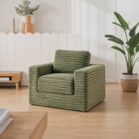 Fauteuil en velours côtelé pour salon, chambre, appartement, coin lecture, blanc crème, siège unique, chaise longue, canapé rembourré