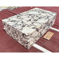 Table basse luxueuse en marbre violet Calacatta Table basse centrale de designer Table à thé en cube en marbre