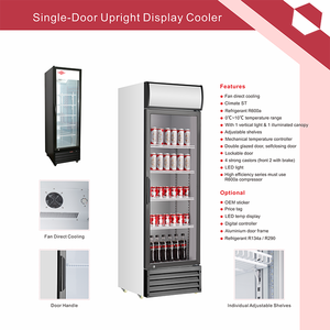 Réfrigérateur à boissons intelligent à porte simple en acier inoxydable, refroidisseur vertical, usage hôtelier et domestique, capacité 360L, vitrine réfrigérée - Product Image 6