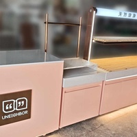 Présentoir à pain autoportant en verre et bois avec éclairage LED, robuste, dimensions personnalisables pour supermarchés et commerces de détail