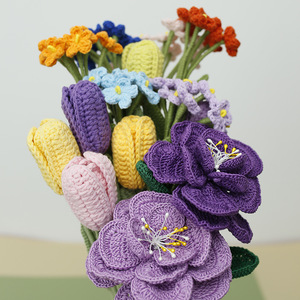 Exquisitos ramos tejidos a mano, hechos con lana, olívulas, <span class=keywords><strong>flores</strong></span> artificiales, por una tejedora, decoración para el hogar - Product Image 1