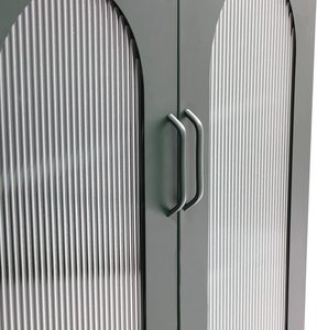 Armario de almacenamiento con <span class=keywords><strong>2</strong></span> puertas de vidrio arqueadas, gabinete de almacenamiento con <span class=keywords><strong>2</strong></span> estantes ajustables, color verde oscuro - Product Image 6