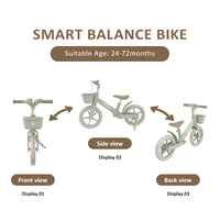 Vélo d'apprentissage réglable pour tout-petits avec roues en PU, frein de sécurité OEM pour activités de plein air des enfants