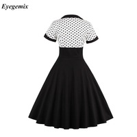 Robe en coton taille 4XL pour femmes, style années 50 et 60, robe à pois vintage, noire et blanche, robe de fête rockabilly swing