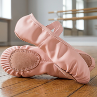 Chaussures de danse de ballet roses en PU brillant tendance pour filles et enfants, doublure en coton souple antidérapante, logo personnalisé professionnel, faible MOQ, OEM, ODM, DDP