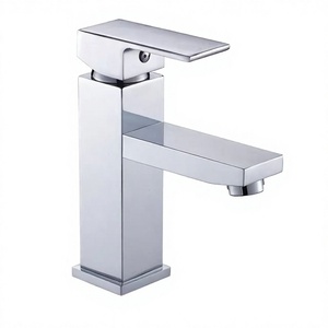 Robinet de lavabo de salle de bain monocommande monotrou en laiton chromé, design contemporain, à montage sur plan, avec cartouche céramique, idéal pour les salles de sport - Product Image 4