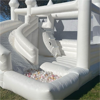 Château gonflable extérieur blanc de videur d'usine de la Chine avec des jouets gonflables de ventilateur comprenant la maison de rebond avec la glissière pour des enfants