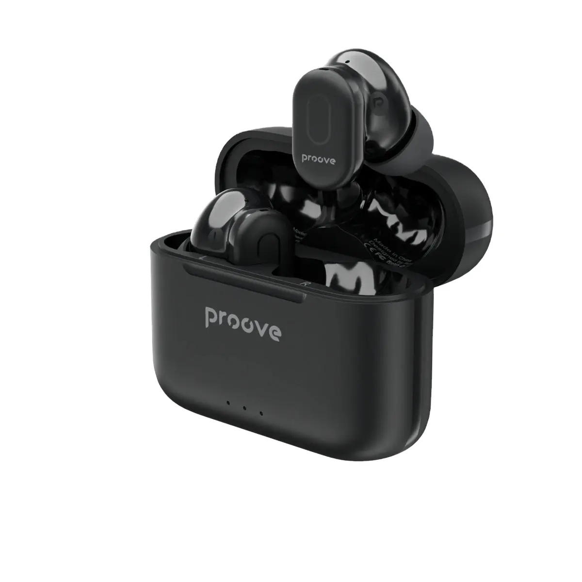 Proove Chân Trời 2024 TWS Earbuds ANC Tai Nghe Không Dây Tự Động Kết Nối Headphone Chơi Game Earbud Trong Tai Màu Đen LED Bluetooth ABS