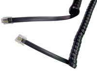 Câble spiralé CE Rohs UL 6 conducteurs 26 AWG, gaine noire mate, RJ12 6P6C plat pour données, voix et vidéo