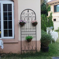 Treillis de jardin décoratif en fer forgé, support métallique pour plantes grimpantes (roses, vigne, clématites), treillis mural extérieur pour jardin et cour