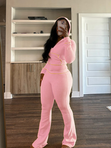 <strong>Shoulder</strong> Cuff Cap Micro Horn Casual Joggers <strong>Set</strong> Two Piece Women Yoga Wear Clothing <strong>Set</strong> - Product Image 3
