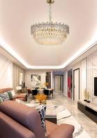 Lustre LED rond d'intérieur de luxe en cristal K9 doré, style nordique moderne pour salon