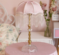 Lampe de table verte française, style rétro américain, pour salon, chambre, villa, pastoral européen, avec pompons créatifs, lampe de bureau