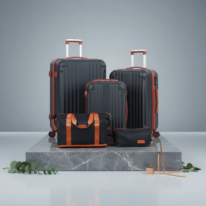 Ensemble de 5 valises de voyage à motif diamant avec sac extensible, <span class=keywords><strong>valise</strong></span> légère pour étudiants et voyageurs d'affaires - Product Image 1