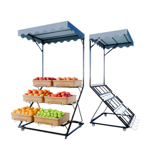 Estante Metálico Plegable de Alta Capacidad para Exhibición de Vegetales en Supermercados, de Una Sola Cara, Desmontable, con 3 Niveles, Resistente - Product Image 5