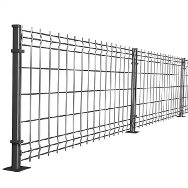 Panel pagar kawat jala Nylofor untuk pagar Las Aksesori logam Coupler Panel kaku Lamellas ganda pagar 3D