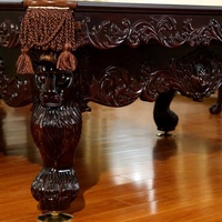 Table de billard baroque pleine grandeur 12 pieds, en acajou massif, pieds sculptés à la main en forme de tête de lion, plateau en ardoise de 50 mm, certifiée ISO 9001, OEM pour la maison