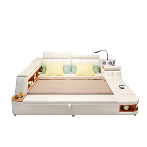 Schlafzimmer elektrisches multifunktionales Bett Massivholzrahmen Leder Doppelbett mit Massagesessel moderne Möbel Schlafbetten - Product Image 5