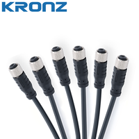 Connecteur femelle anti-vibration moulé par injection KRONZ M12 étanche IP67, prise aviation un-vers-deux pour capteurs et actionneurs