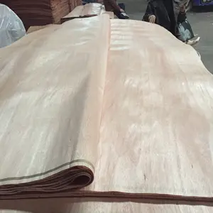 大量供应天然 okoume 木皮价格便宜的非洲加蓬旋转切割 okoume 面对单板