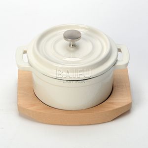 Mini <span class=keywords><strong>cocotte</strong></span> ronde <span class=keywords><strong>en</strong></span> <span class=keywords><strong>fonte</strong></span> avec plateau <span class=keywords><strong>en</strong></span> bois Mini casserole <span class=keywords><strong>en</strong></span> <span class=keywords><strong>fonte</strong></span> pour four hollandais Mini pot de service pour serveur - Product Image 2