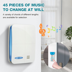 Chuông cửa không dây hiện đại, điều khiển từ xa tầm xa, bán buôn nhà máy, 45 bài nhạc, nguồn DC, dành cho căn hộ - Product Image 4