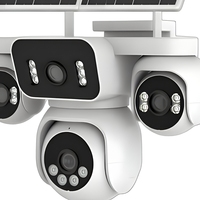 Caméra solaire AOV V360 4 objectifs 8MP 4G, zoom numérique 12X, détection humanoïde par IA, enregistrement 24h/24 et 7j/7, caméra de sécurité extérieure HE