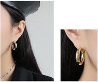 Boucles d'oreilles créoles en Tube épais mi-épais pour femmes, bijou Simple, Chic, plaqué or, 18 carats, collection 2021