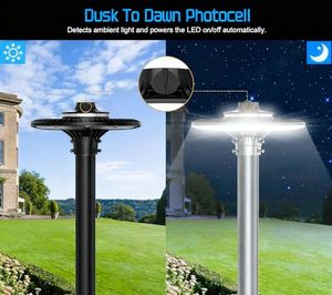 ไฟ LED อลูมิเนียมติดเสาภายนอกอาคาร จัดส่งฟรี IP65 ปรับ CCT ได้ 3000-5700K 60W-200W สำหรับลานจอดรถ ถนน สวน - Product Image 3