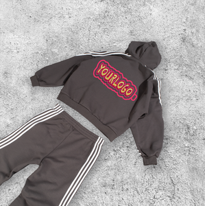 Sudaderas con capucha con cremallera y bordado con apliques pesados, Pantalones rectos, chándal para hombre, logotipo bordado con apliques personalizados, estampado de rizo 100%, otoño - Product Image 4