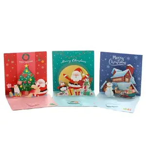 Temu Top bán một thiệp chúc mừng giáng sinh Santa Claus Elk SLED Pop Up thiệp chúc mừng bán buôn thiệp chúc mừng