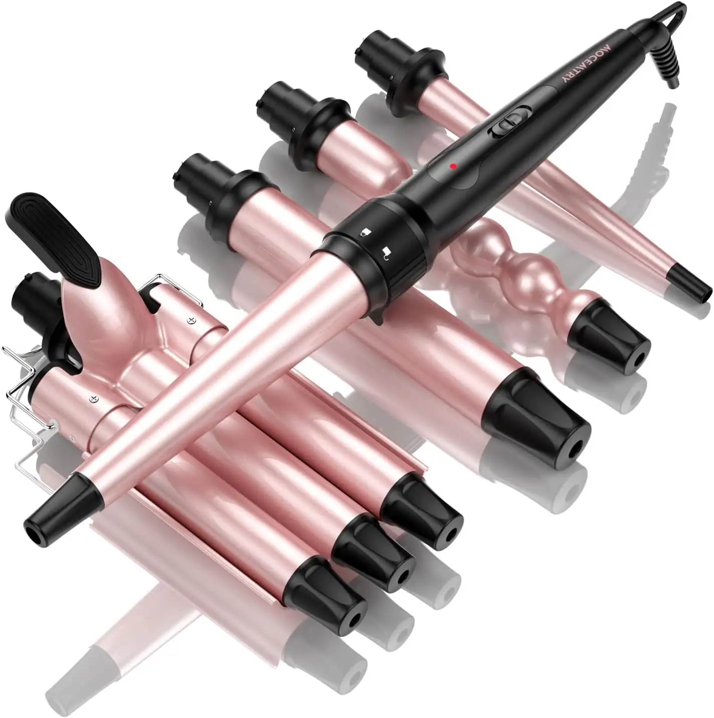 Curling Iron  5 in 1 Curling Wand Set with 3 Barrel Hair Crimper   Hair Curler Interchangeable Ceramic Barrels  Dual Voltage