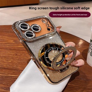 เคสโทรศัพท์เคลือบเงาประดับกลิตเตอร์และเพชรเทียม พร้อมที่ยึดแม่เหล็กสำหรับ 17 <span class=keywords><strong>PRO</strong></span> MAX/ฟิล์มเลนส์/16 - Product Image 3
