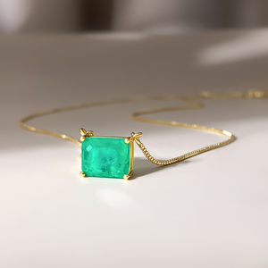 Women's <b>Necklace</b> 18K <b>Gold</b> Plated Emarald Cut Fusion Stone <b>Pendant</b> Choker <b>Necklace</b> for Girl Gift - Product Image 1