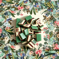 Jeu de Mahjong Moderne Pliable à Motif Floral Artistique, Tuiles de Mahjong Vert Jade en Acrylique Double Couche, Ensemble Personnalisable pour Jeu de Table