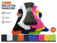 Micro-paracorde réfléchissante de 2 mm, 100 lb, 328 pieds, cordon en nylon tressé haute visibilité pour la fabrication de bracelets, le camping, la survie, le bricolage