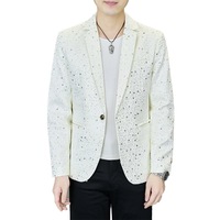 Nouvelle veste de costume homme à simple boutonnage, style coréen, mode, à sequins, infroissable, coupe ajustée, blazer décontracté, col cranté, machine