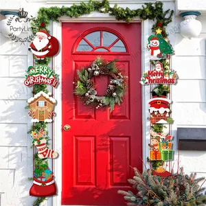 圣诞快乐装饰门悬挂横幅圣诞老人雪人麋鹿对联圣诞装饰家居圣诞装饰品诺埃尔