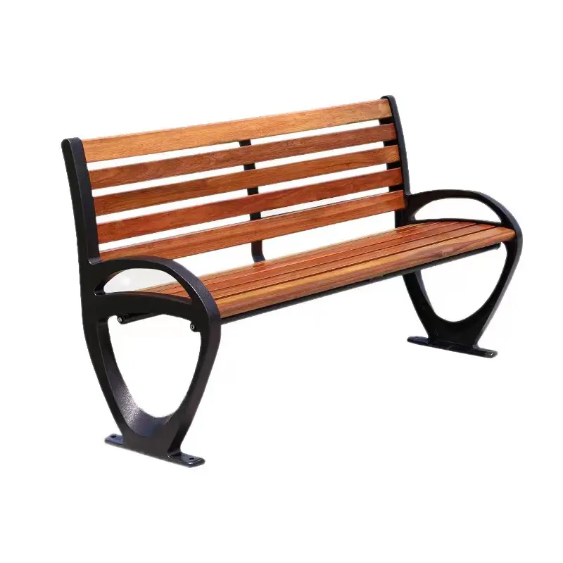 مقعد خارجي عالي الجودة بمسند ظهر من الحديد الزهر ومقعد من الألومنيوم - مثالي للحدائق والمدارس والمساحات العامة