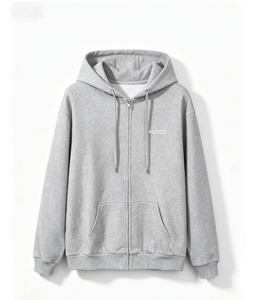 <b>Men's</b> Hooded Zip-Up Sweatshirt Fleece <b>Overcoat</b> Regular Fit Drawstring Closure Cotton Blend Breathable Outerwear <b>Black</b> Gray corse - Product Image 3