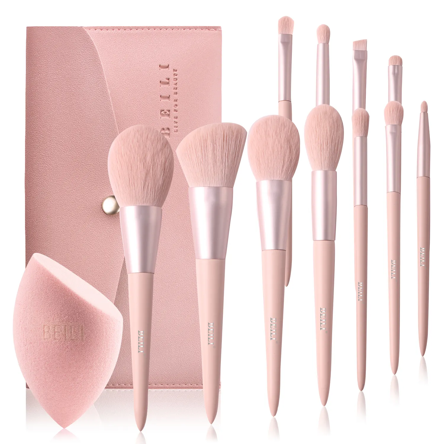 BEILI pinceaux de maquillage professionnels cheveux synthétiques meilleurs pinceaux de maquillage ensemble avec boîte d'emballage personnalisé pinceau de maquillage rose