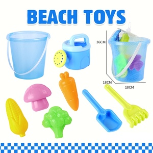 Set di Giocattoli da Spiaggia per Bambini all'Ingrosso, Attrezzi per Castelli di Sabbia con Secchielli, Spruzzini e Stampi per Cibo - Product Image 1