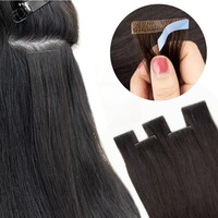 Extensiones de Cabello Humano Remy con Cinta Adhesiva PU, Invisibles y Sin Costuras, con Inyección de PU, Trama de Piel, Extensiones de Cabello Humano Virgen con Trama de Piel