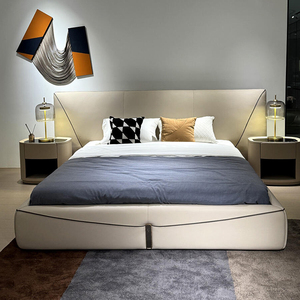 Lit KMJ en cuir givré de luxe italien, grand format, 1,8 m, pour chambre principale, mobilier haut de gamme pour villa - Product Image 2