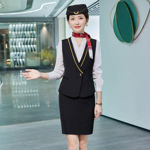 クラシック女性フォーマルベストスカートパンツ航空航空制服ワイストコートデザインスチュワーデス制服 - Product Image 4
