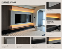 Meuble TV mural moderne sur mesure avec éclairage LED, centre de divertissement de luxe pour salon, meuble de rangement pour téléviseur
